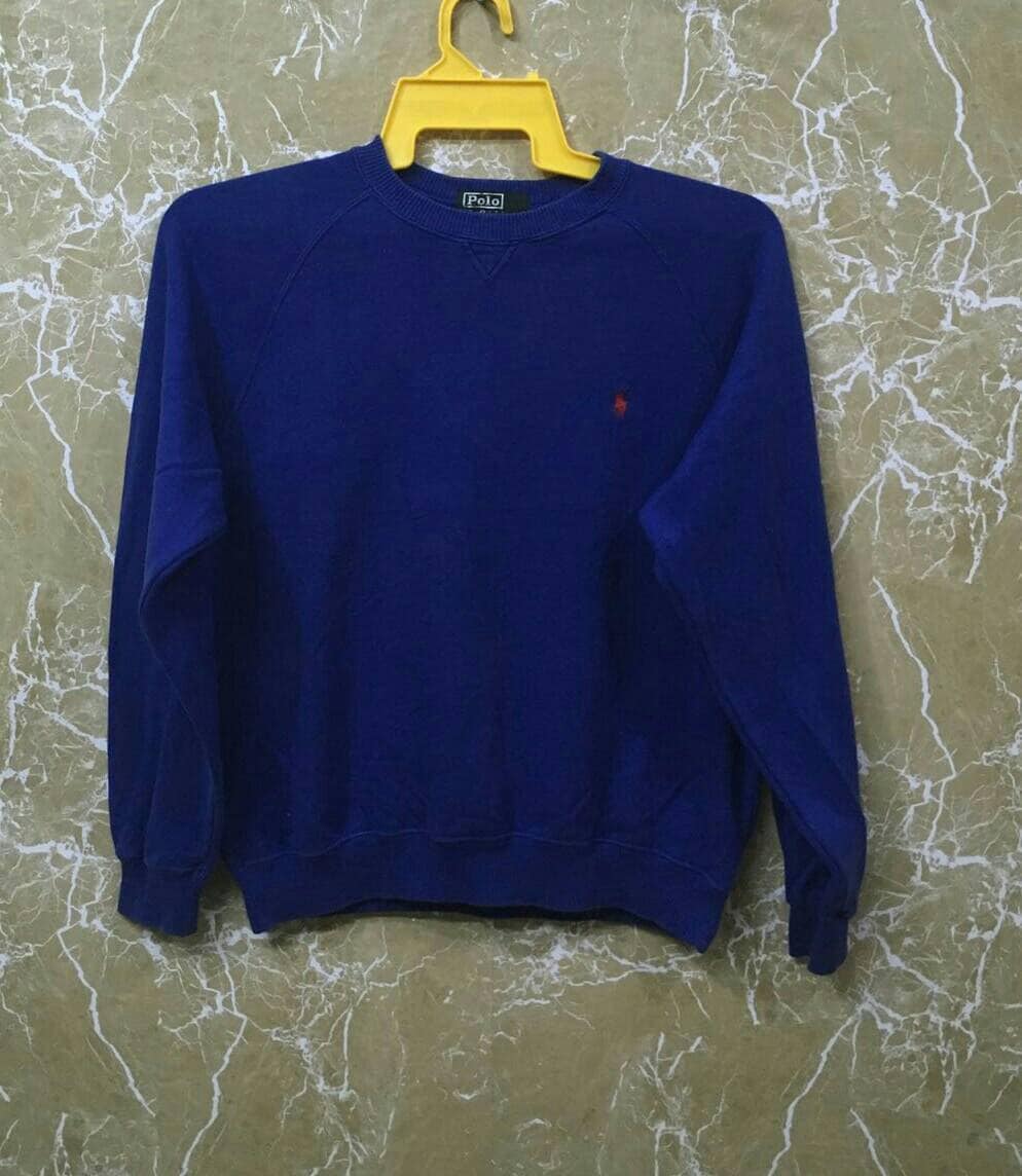 Vintage 90Er Jahre Poloshirt Von Ralph Lauren Crewneck Kleines Pony Sweatshirt Blau S Grösse von monalisausedauction