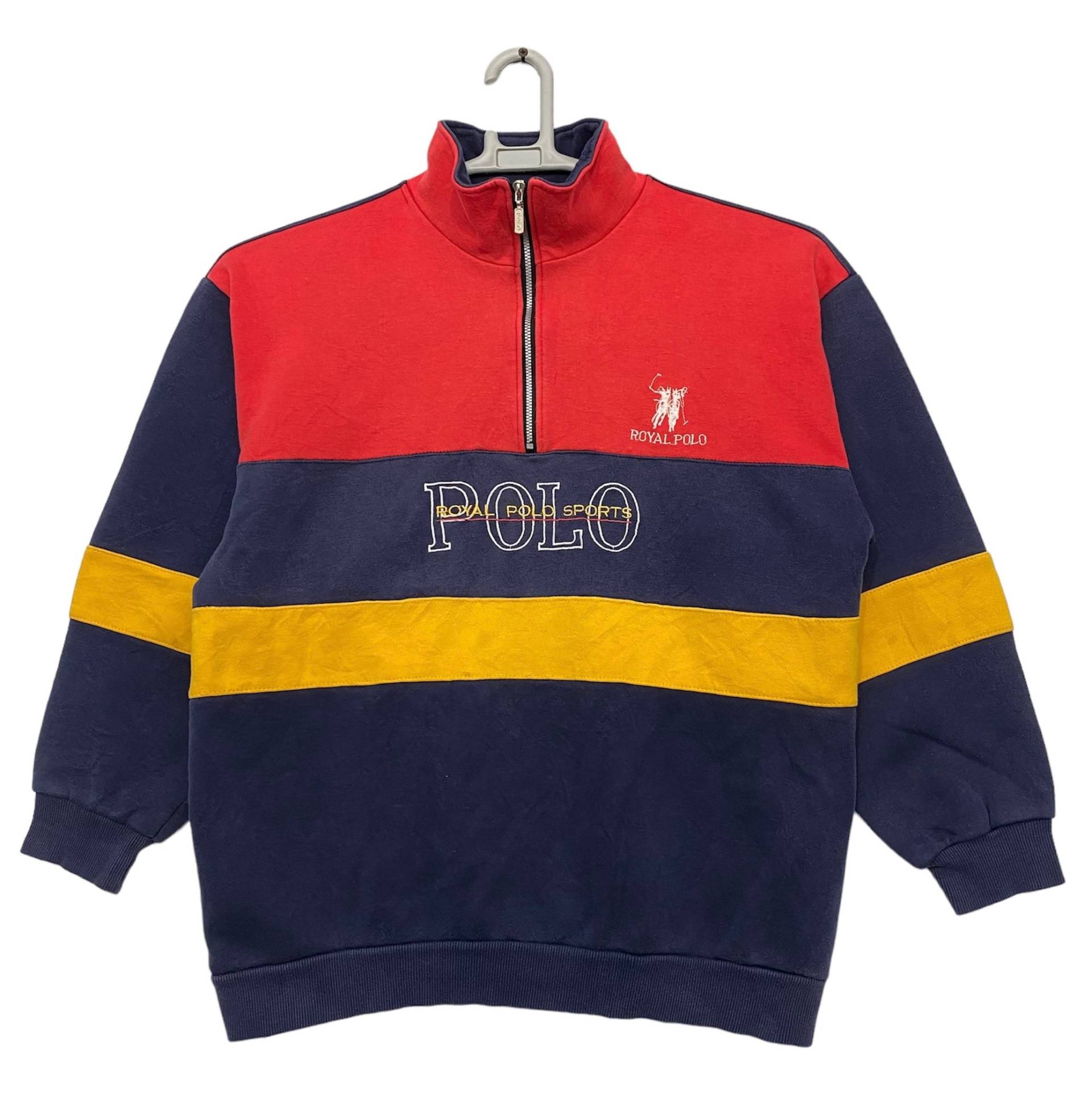Vintage 90Er Jahre Royal Polo Pony-Pullover Mit Halbem Reißverschluss von monalisausedauction