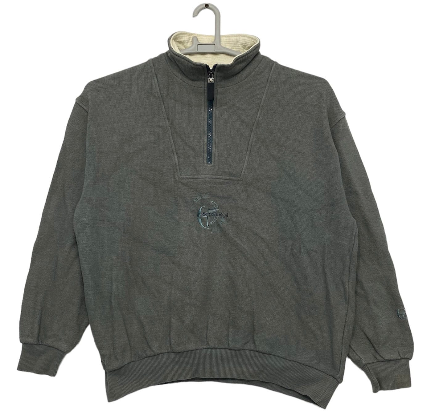 Vintage Sergio Tacchini Halber Reißverschluss Sweatshirt Grau von monalisausedauction