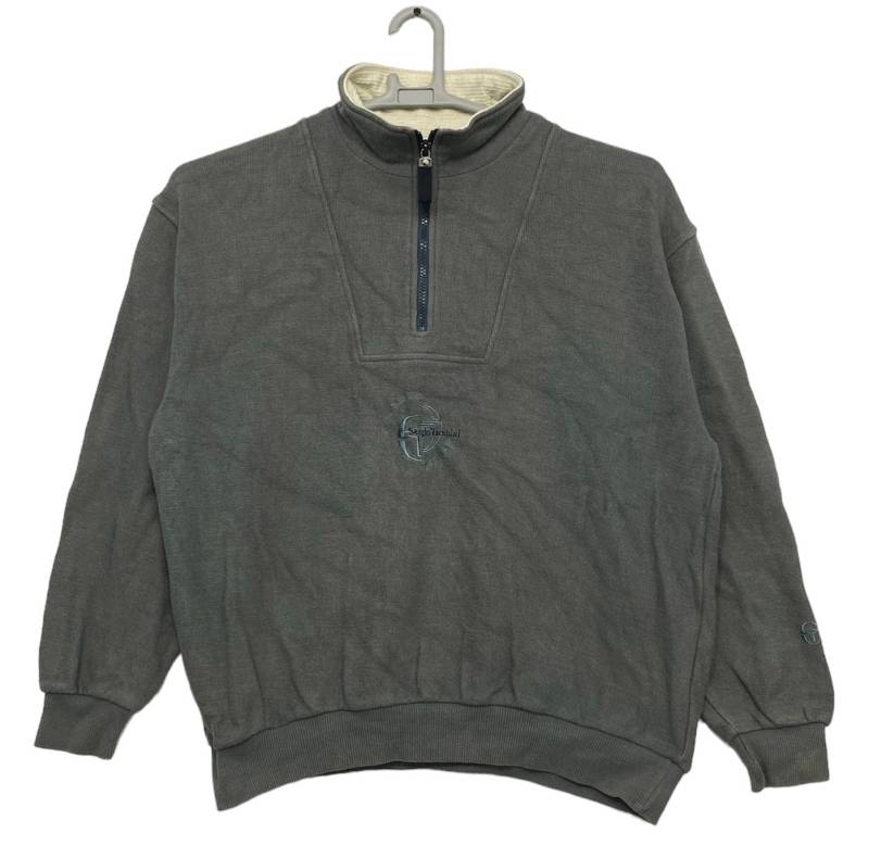Vintage Sergio Tacchini Halber Reißverschluss Sweatshirt Grau von monalisausedauction