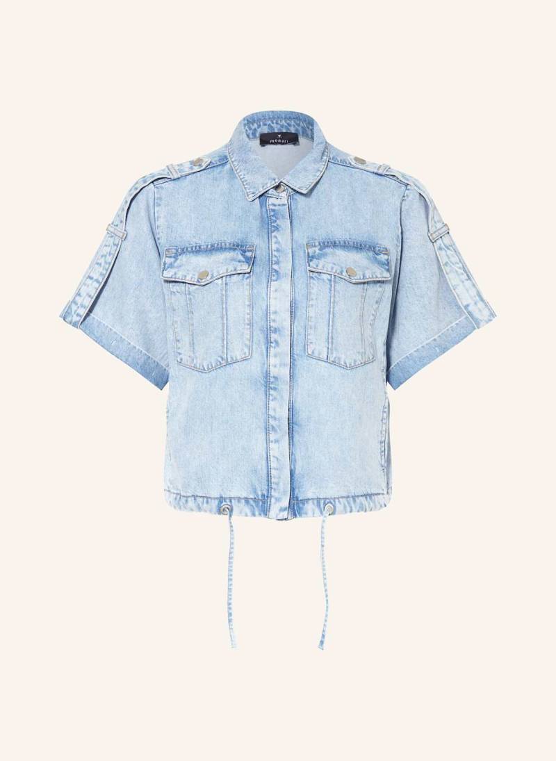 Monari Cropped-Jeansbluse blau von monari