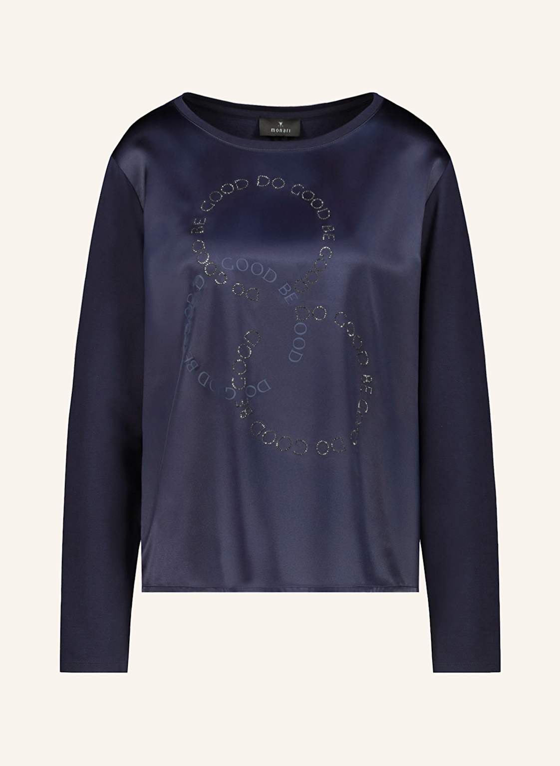 Monari Longsleeve Im Materialmix Mit Schmucksteinen blau von monari