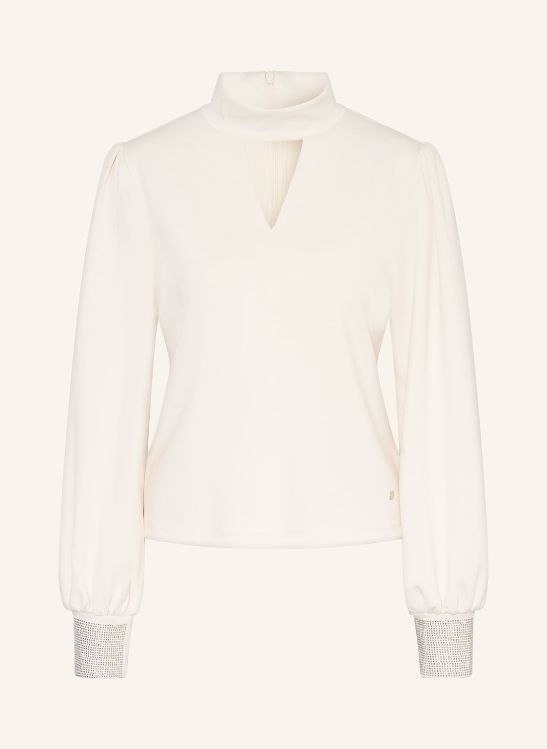 Monari Longsleeve Mit Schmucksteinen Und Cut-Out weiss von monari