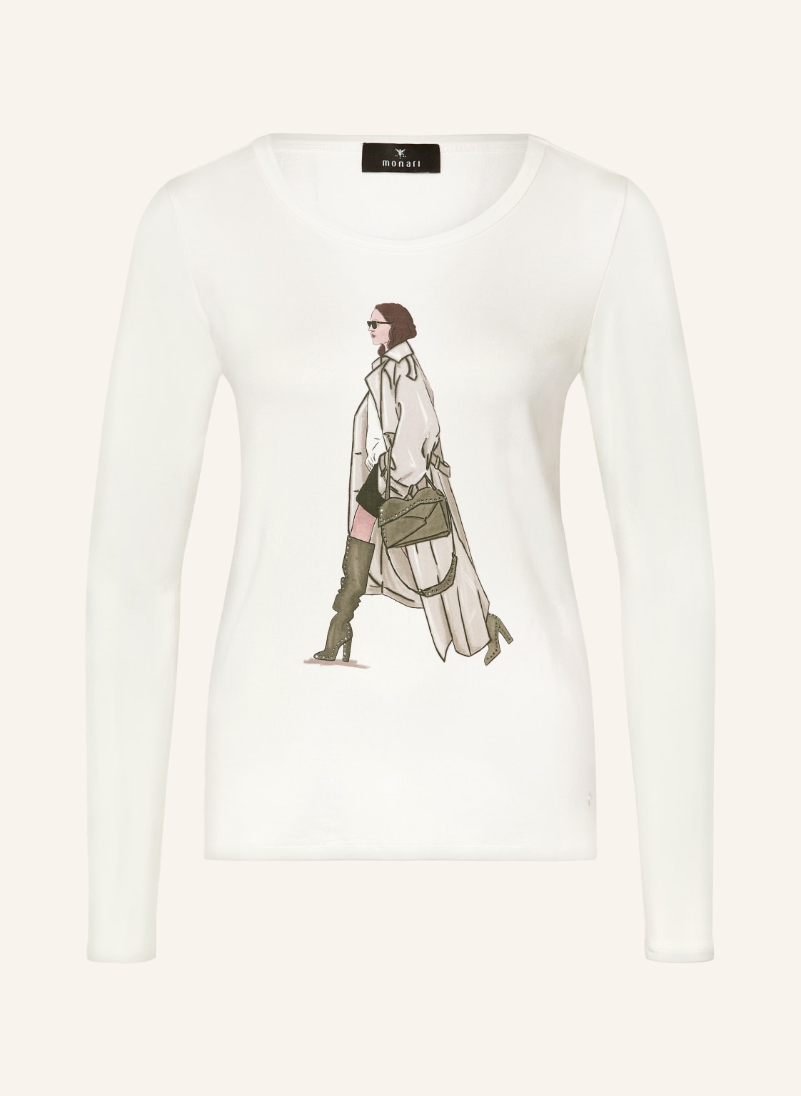 Monari Longsleeve Mit Schmucksteinen weiss von monari