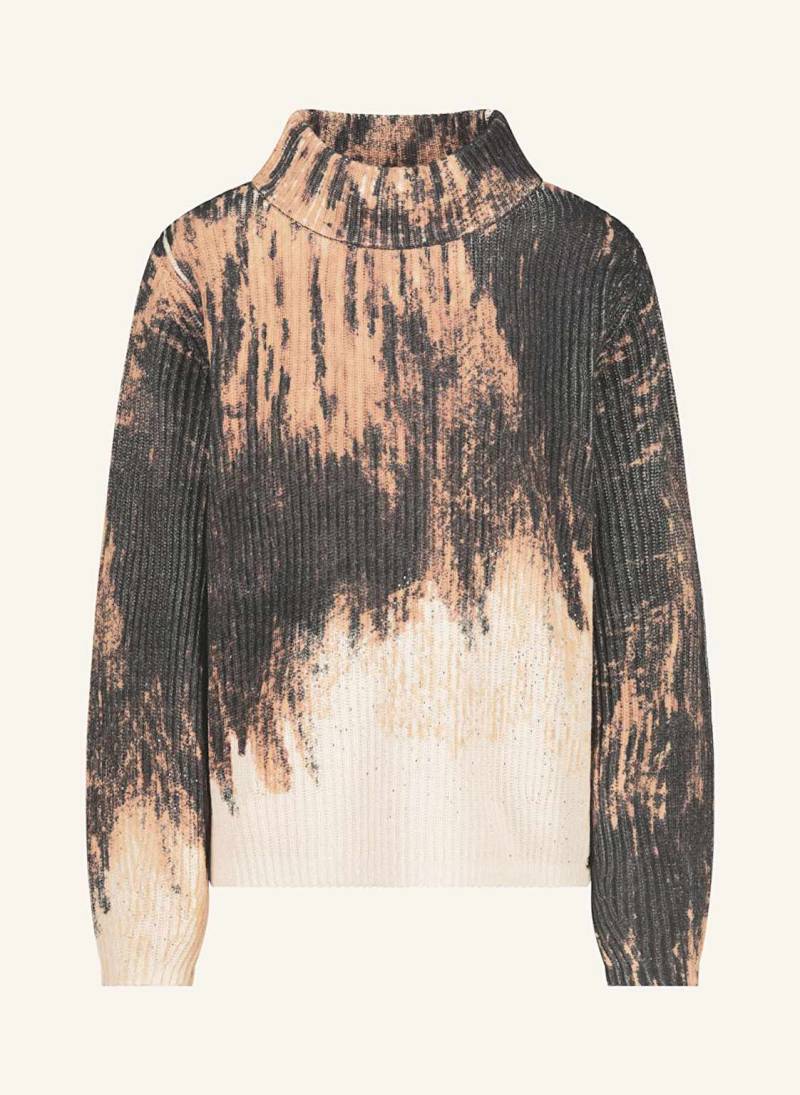 Monari Pullover Mit Glitzergarn Und Schmucksteinen braun von monari