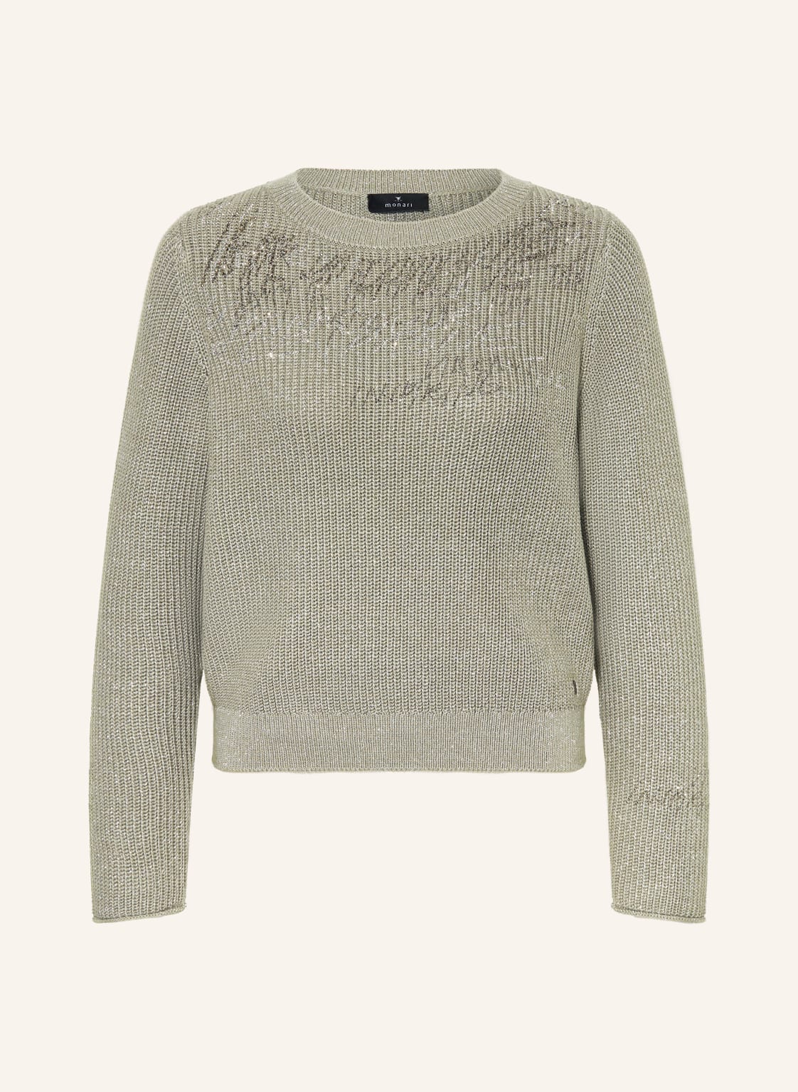 Monari Pullover Mit Glitzergarn Und Schmucksteinen gruen von monari