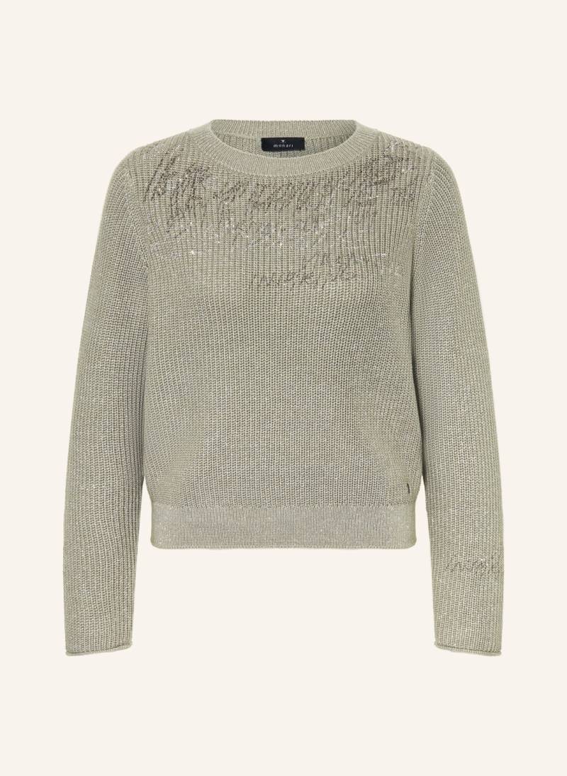 Monari Pullover Mit Glitzergarn Und Schmucksteinen gruen von monari