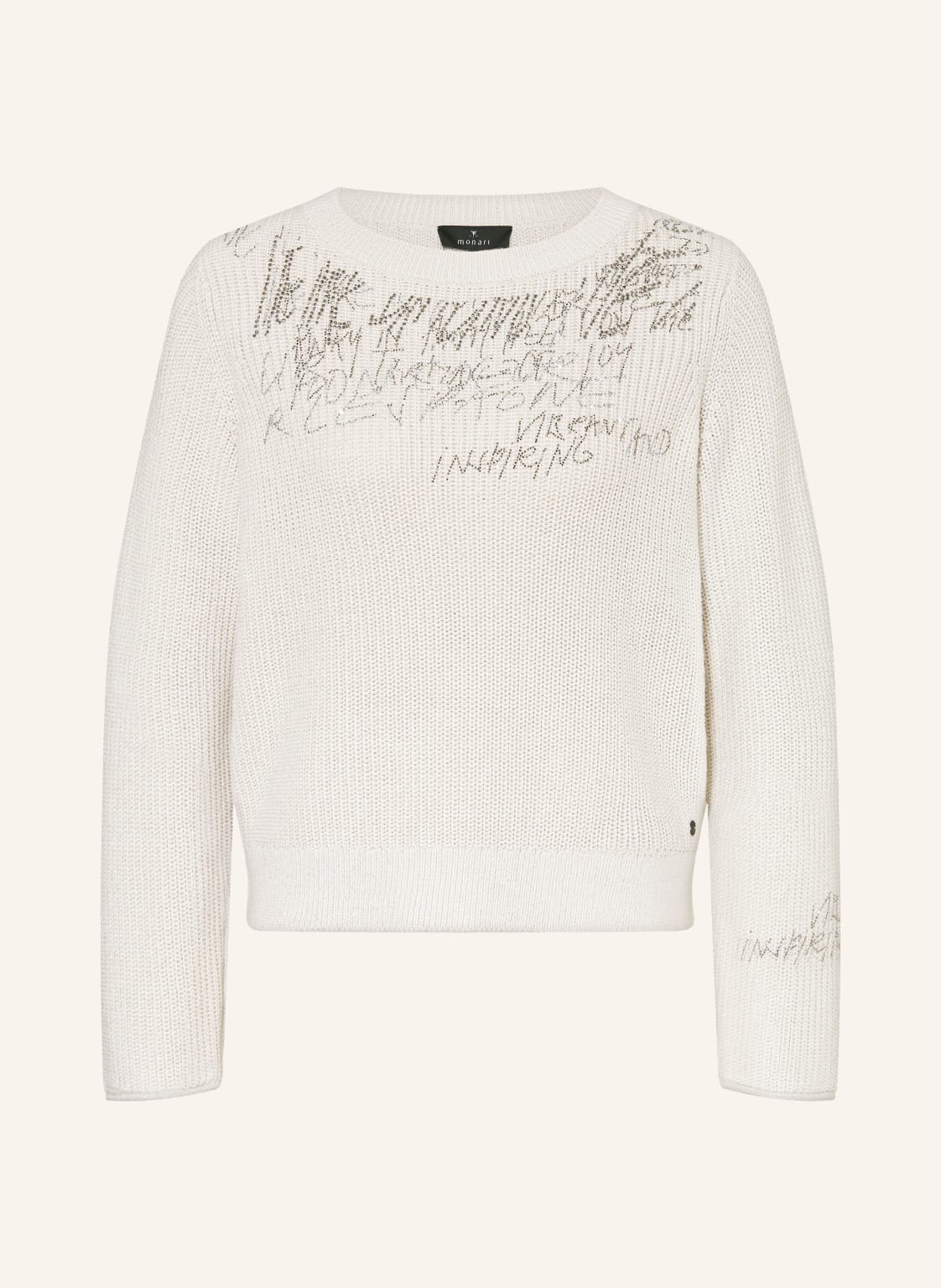Monari Pullover Mit Glitzergarn Und Schmucksteinen weiss von monari