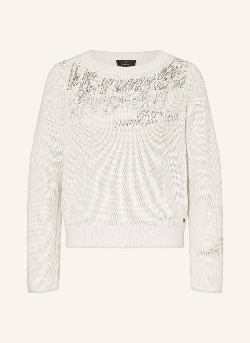 Monari Pullover Mit Glitzergarn Und Schmucksteinen weiss von monari