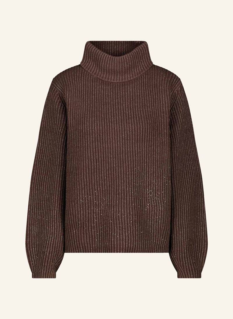 Monari Pullover Mit Glitzergarn braun von monari