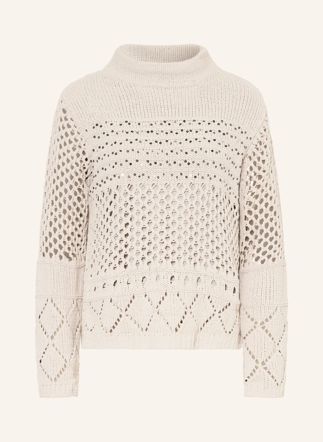 Monari Pullover Mit Pailletten beige von monari