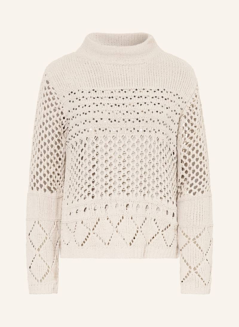 Monari Pullover Mit Pailletten beige von monari