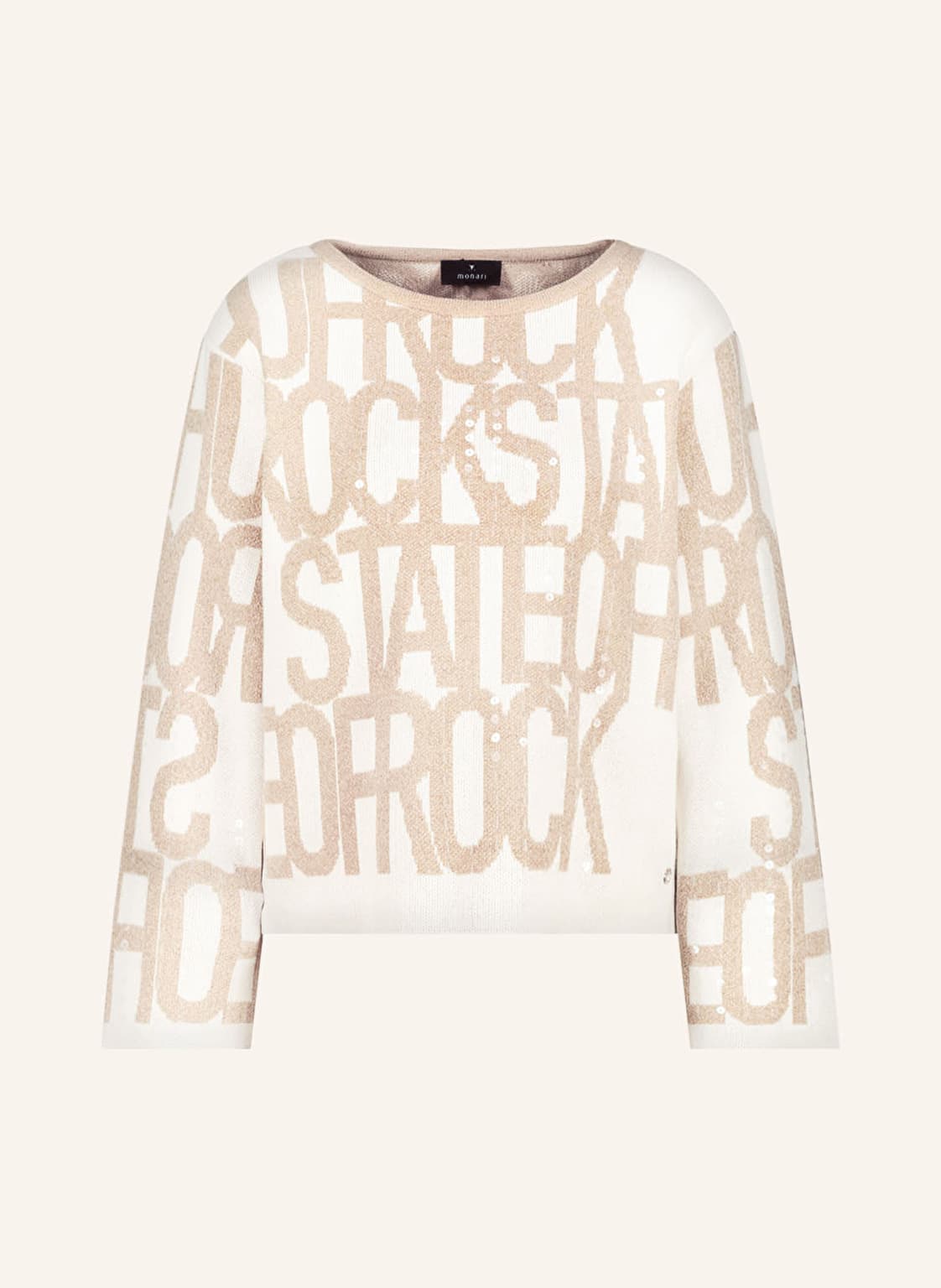 Monari Pullover Mit Pailletten beige von monari