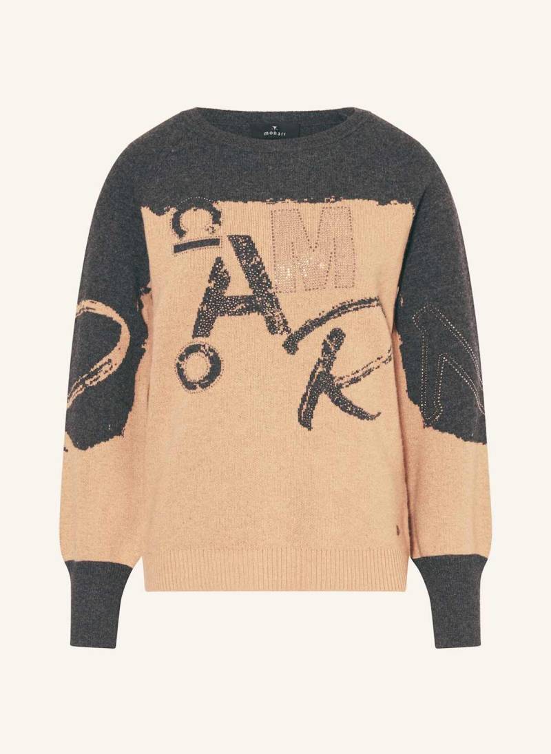 Monari Pullover Mit Schmucksteinen braun von monari