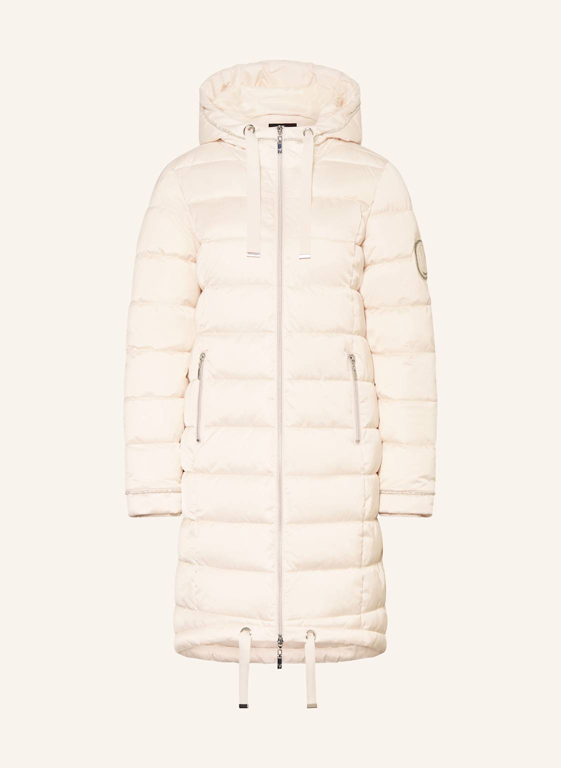 Monari Steppmantel Mit Glitzergarn Und Schmucksteinen beige von monari