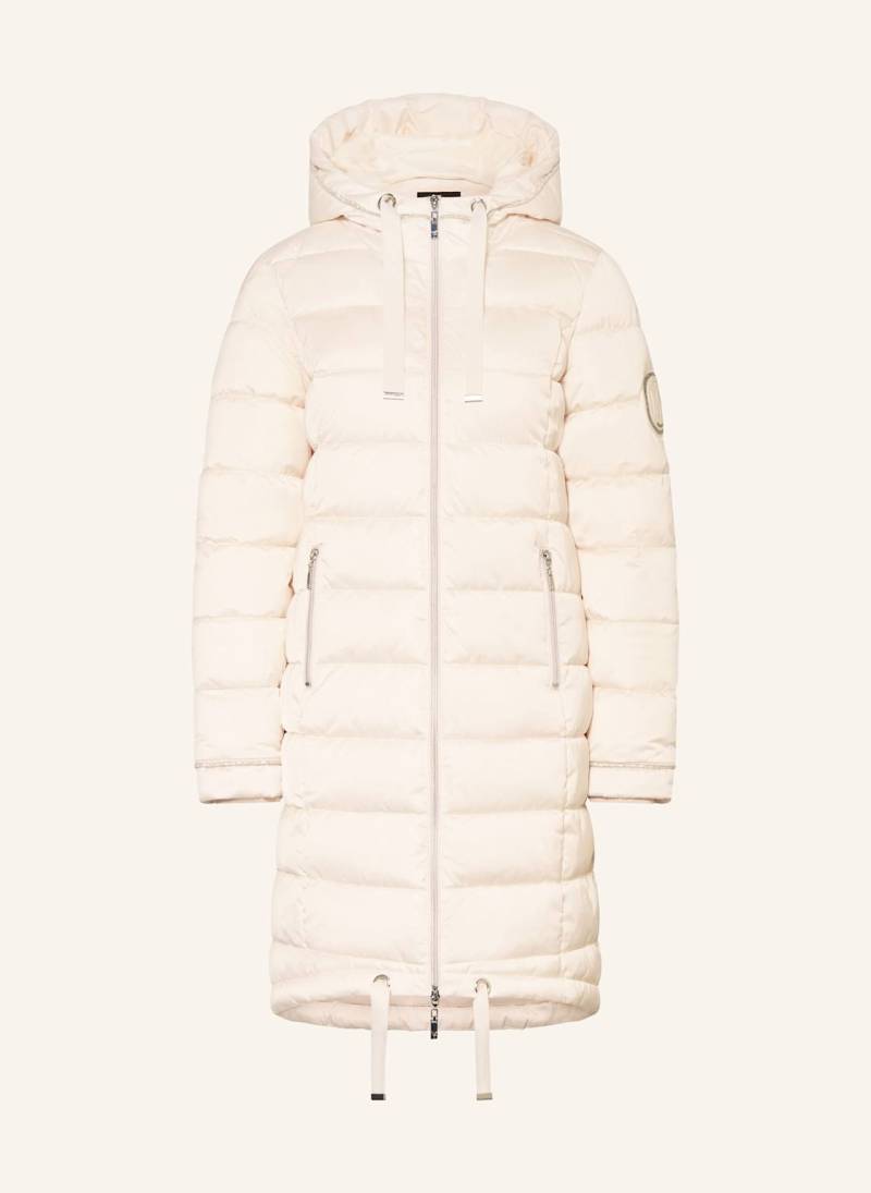 Monari Steppmantel Mit Glitzergarn Und Schmucksteinen beige von monari