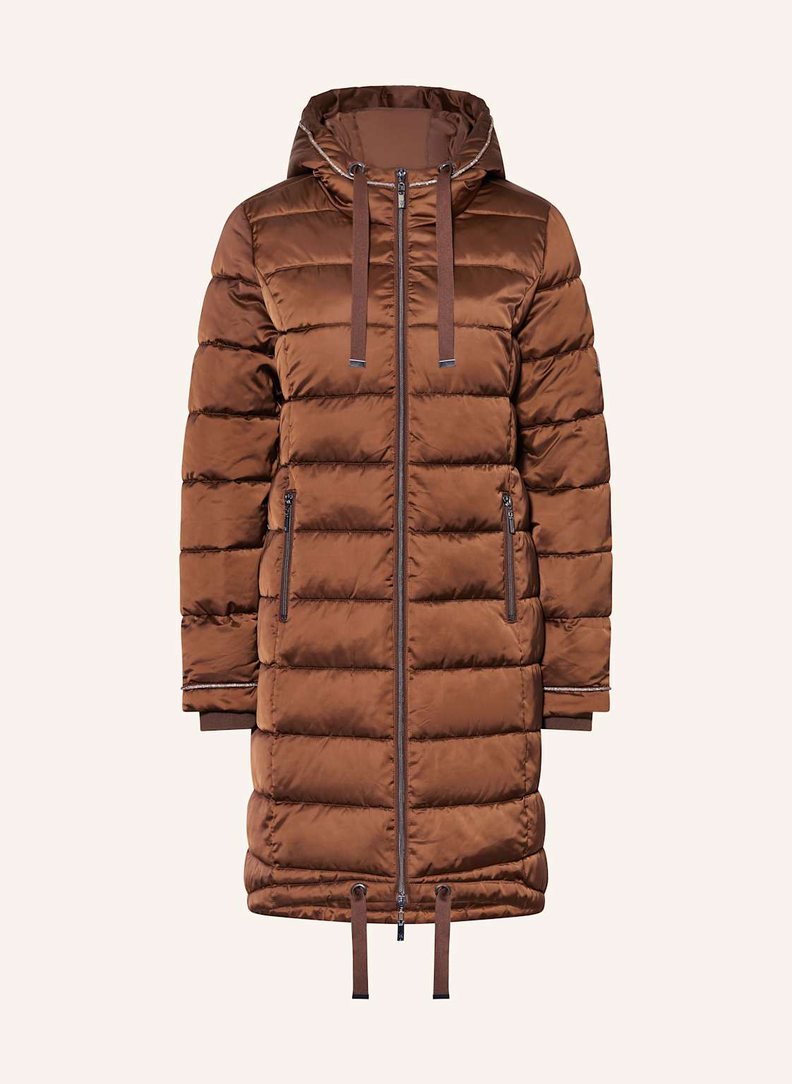 Monari Steppmantel Mit Glitzergarn Und Schmucksteinen braun von monari