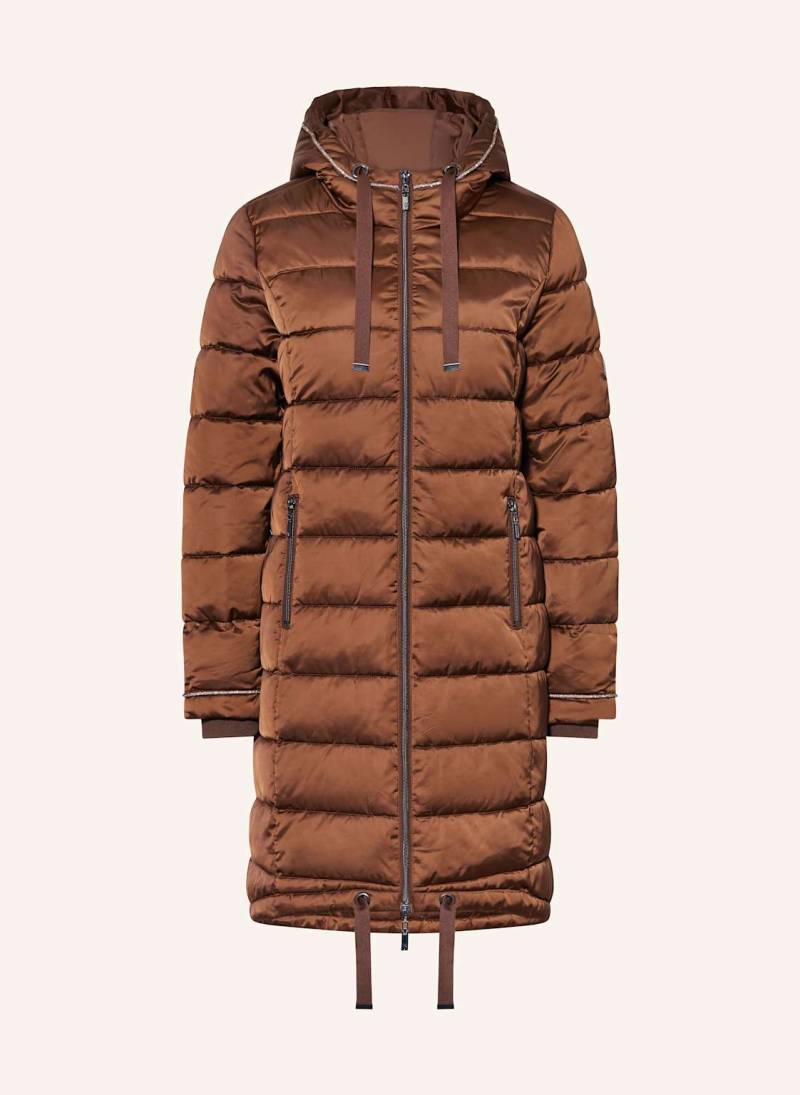 Monari Steppmantel Mit Glitzergarn Und Schmucksteinen braun von monari