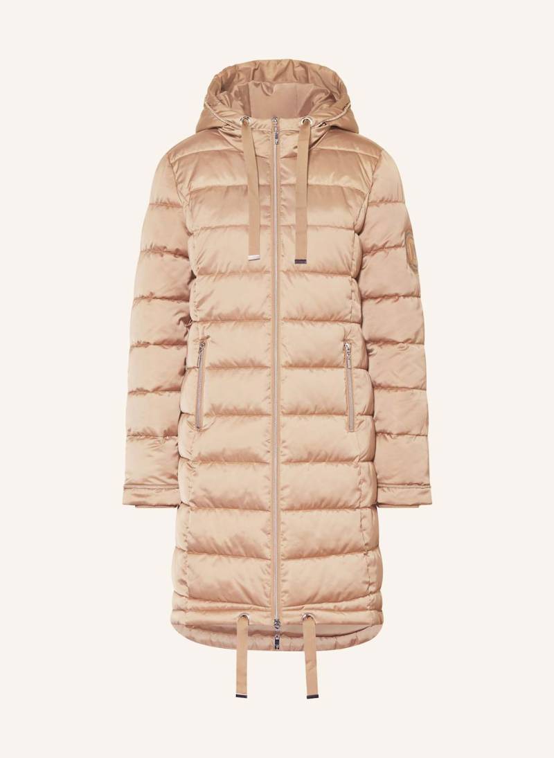 Monari Steppmantel Mit Glitzergarn Und Schmucksteinen braun von monari