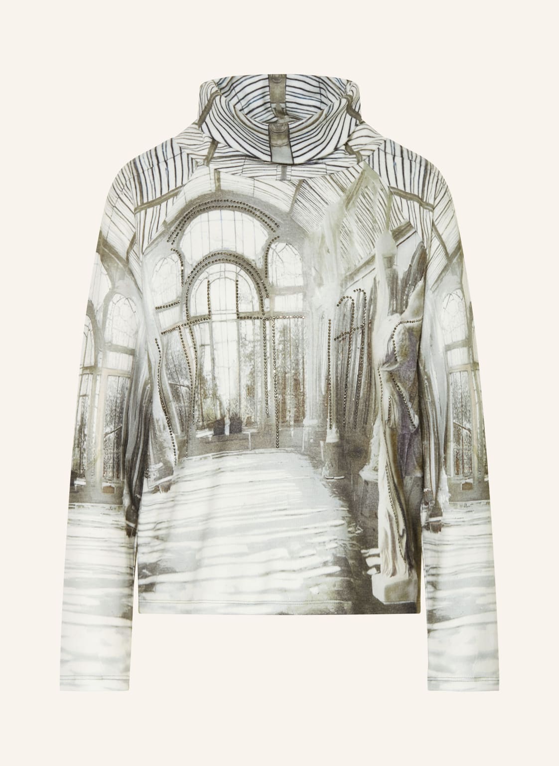 Monari Sweatshirt Mit Schmucksteinen gruen von monari