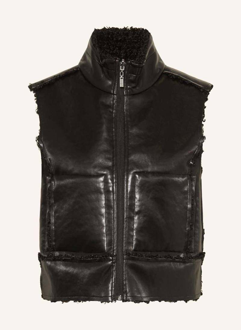 Monari Weste Mit Teddyfell Zum Wenden schwarz von monari