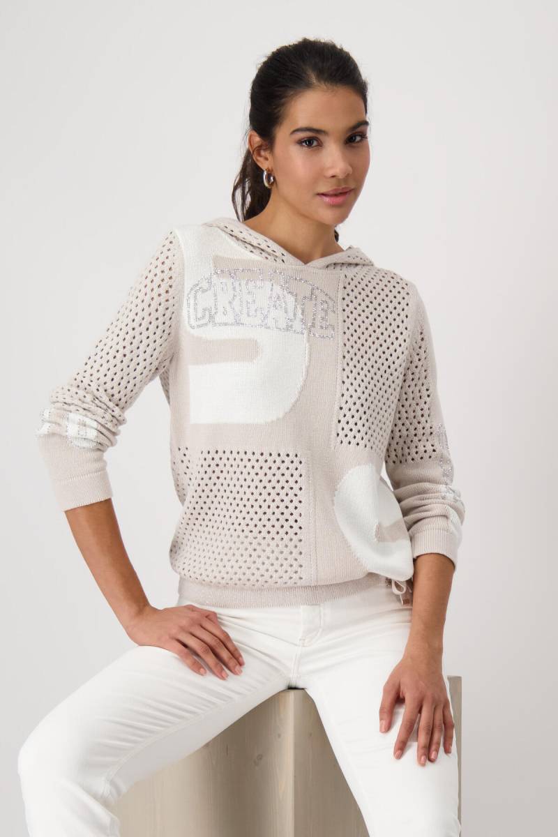 monari - Ajour-Pullover mit Lurex warm sand - Gr. - 40 von monari