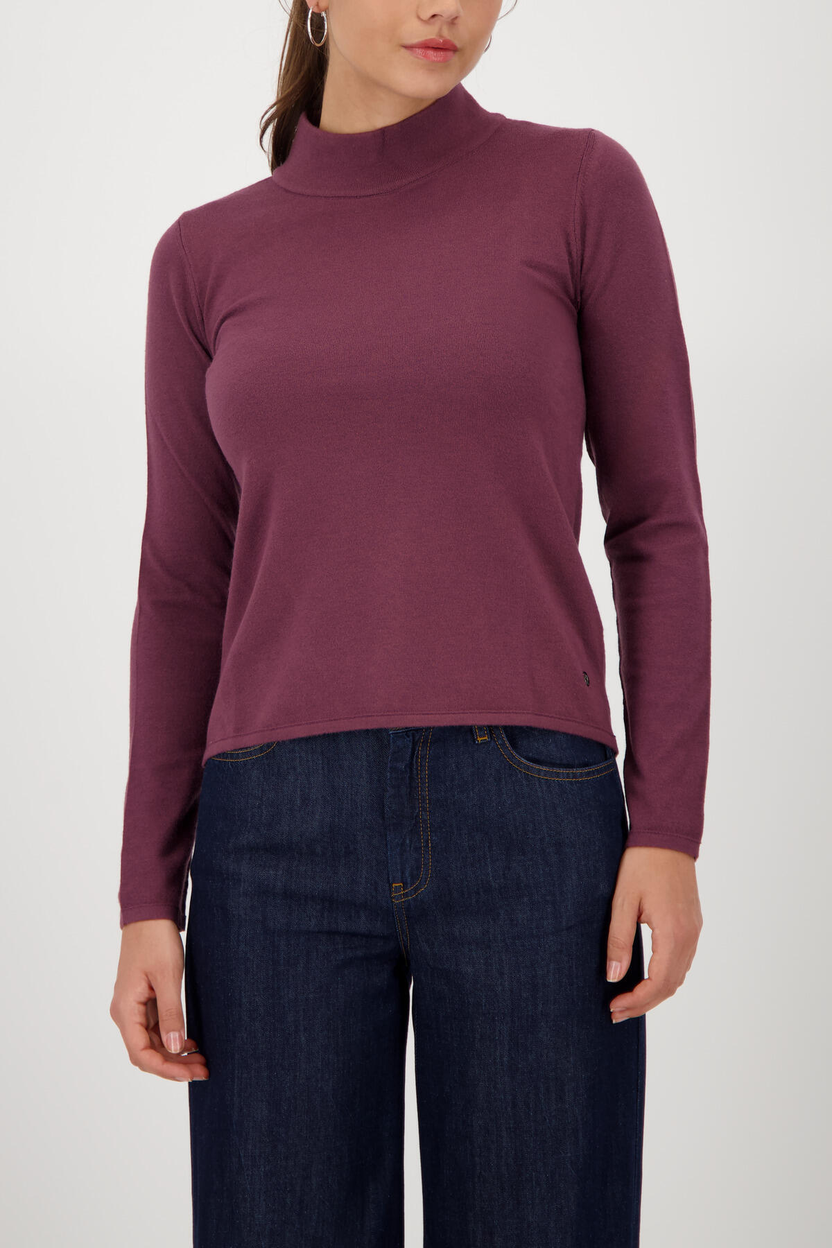 monari - Basic-Langarm-Pullover mit Stehkragen bordeaux - Gr. - 36 von monari