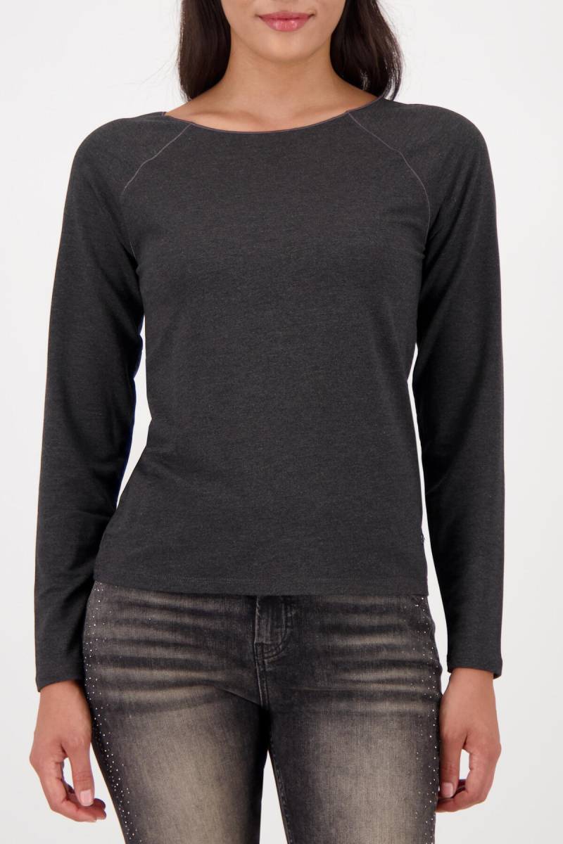 monari - Basic-Shirt mit Glanznaht anthra melange - Gr. - 46 von monari