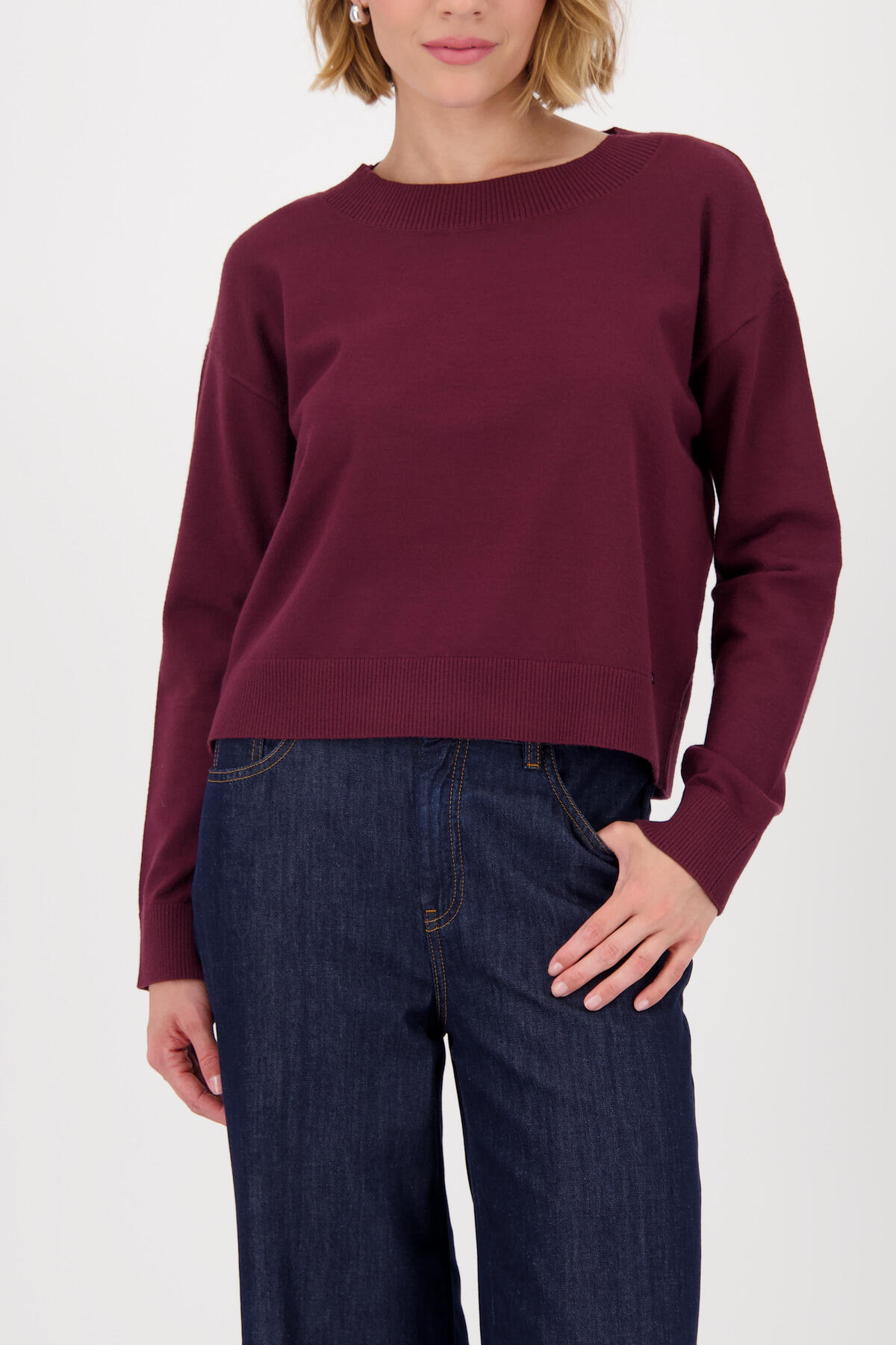 monari - Basic-Strickpullover bordeaux - Gr. - 44 von monari