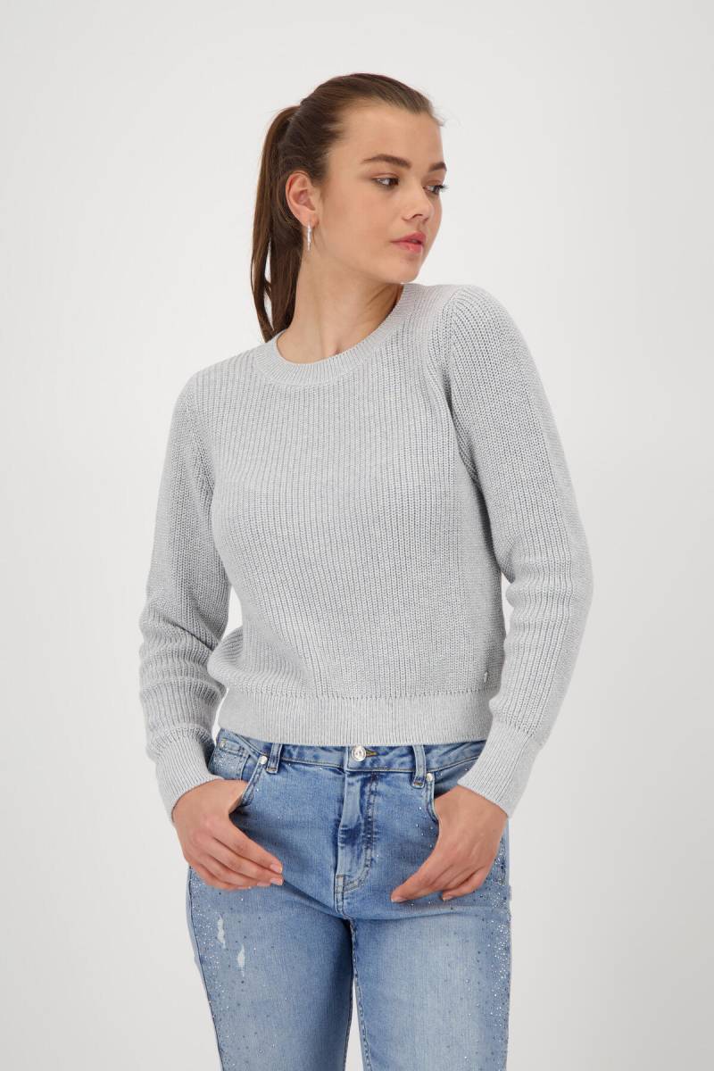 monari - Basic-Strickpullover mit Lurex ash grey melange - Gr. - 40 von monari