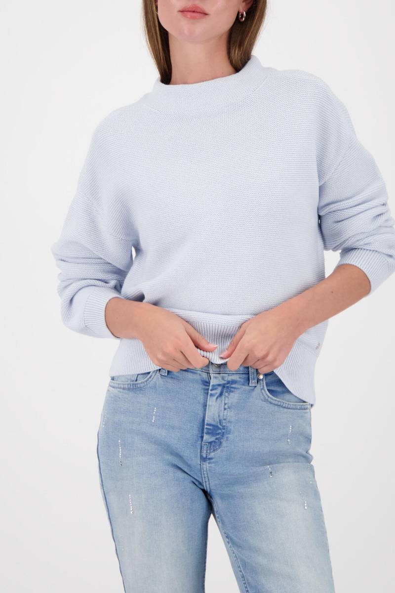 monari - Basic-Strickpullover mit Stehkragen ice blue - Gr. - 40 von monari