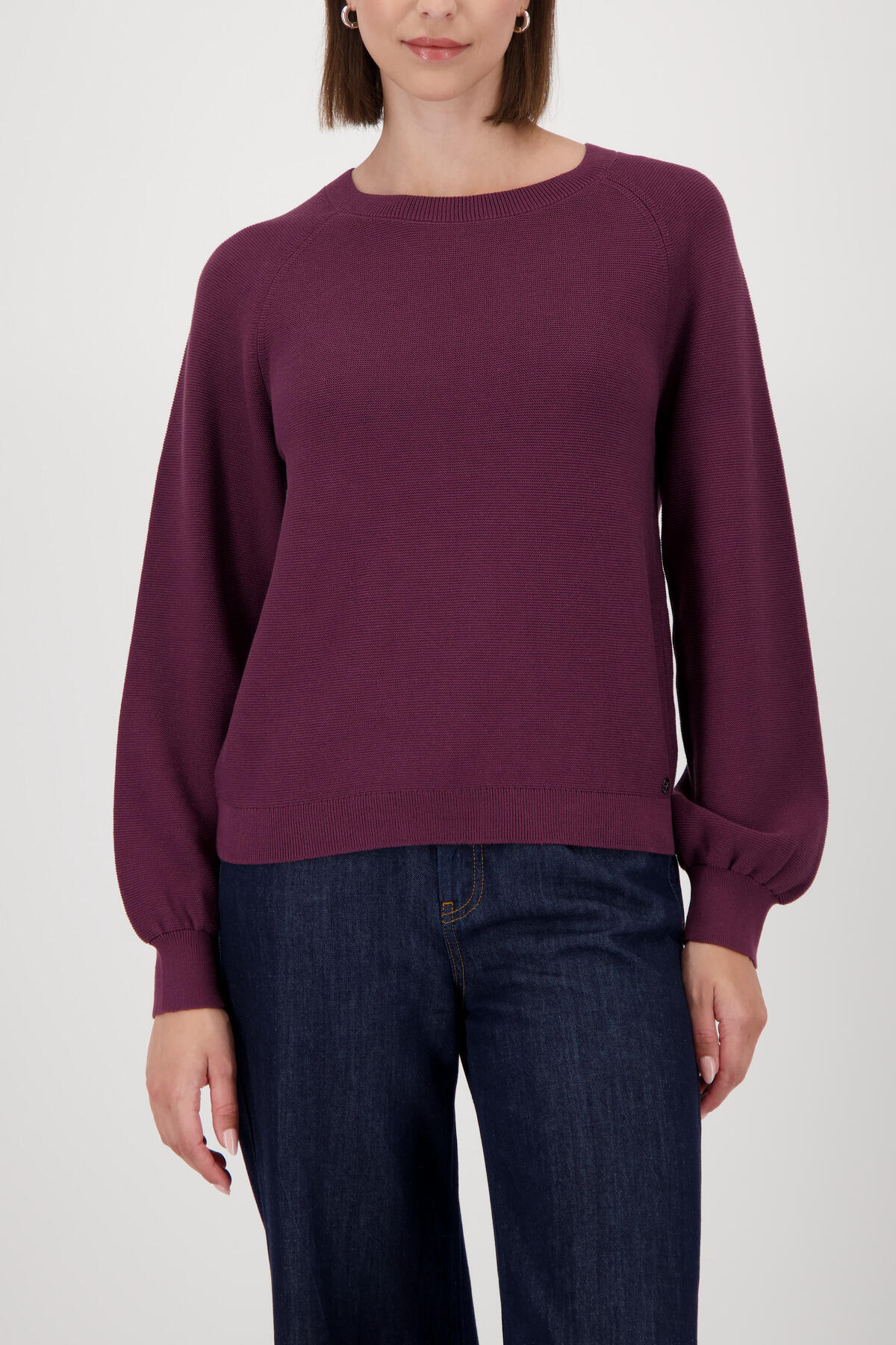 monari - Baumwoll-Strickpullover bordeaux - Gr. - 38 von monari