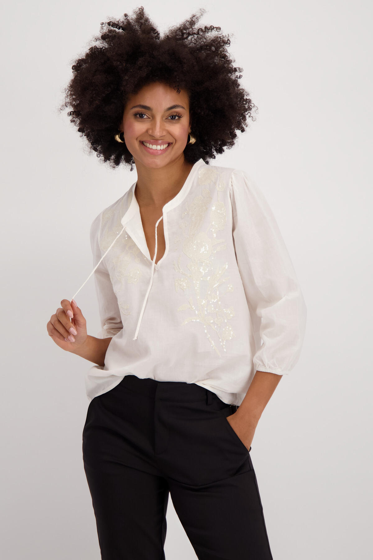 monari - Bluse mit Blumenmuster seashell - Gr. - 46 von monari