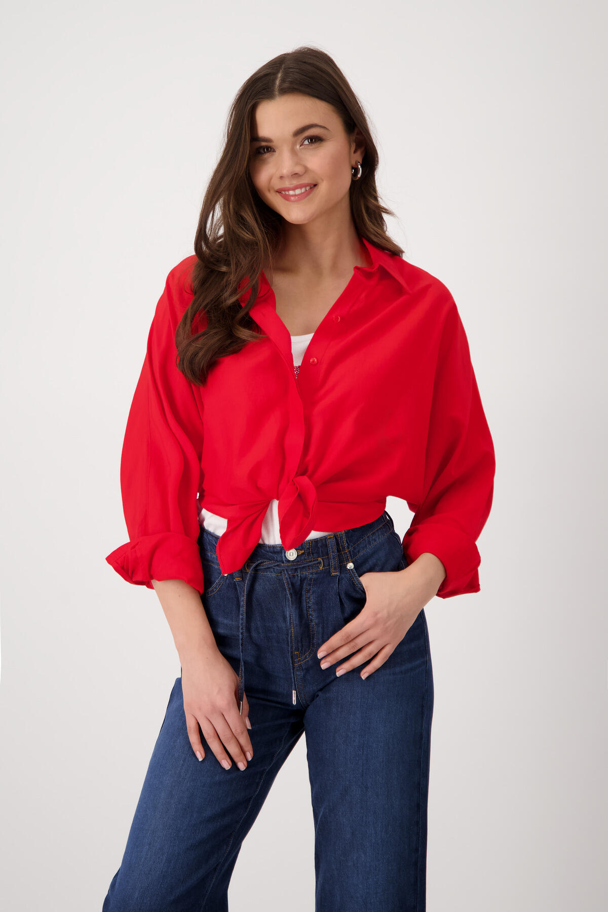 monari - Bluse mit Knoten red - Gr. - 42 von monari