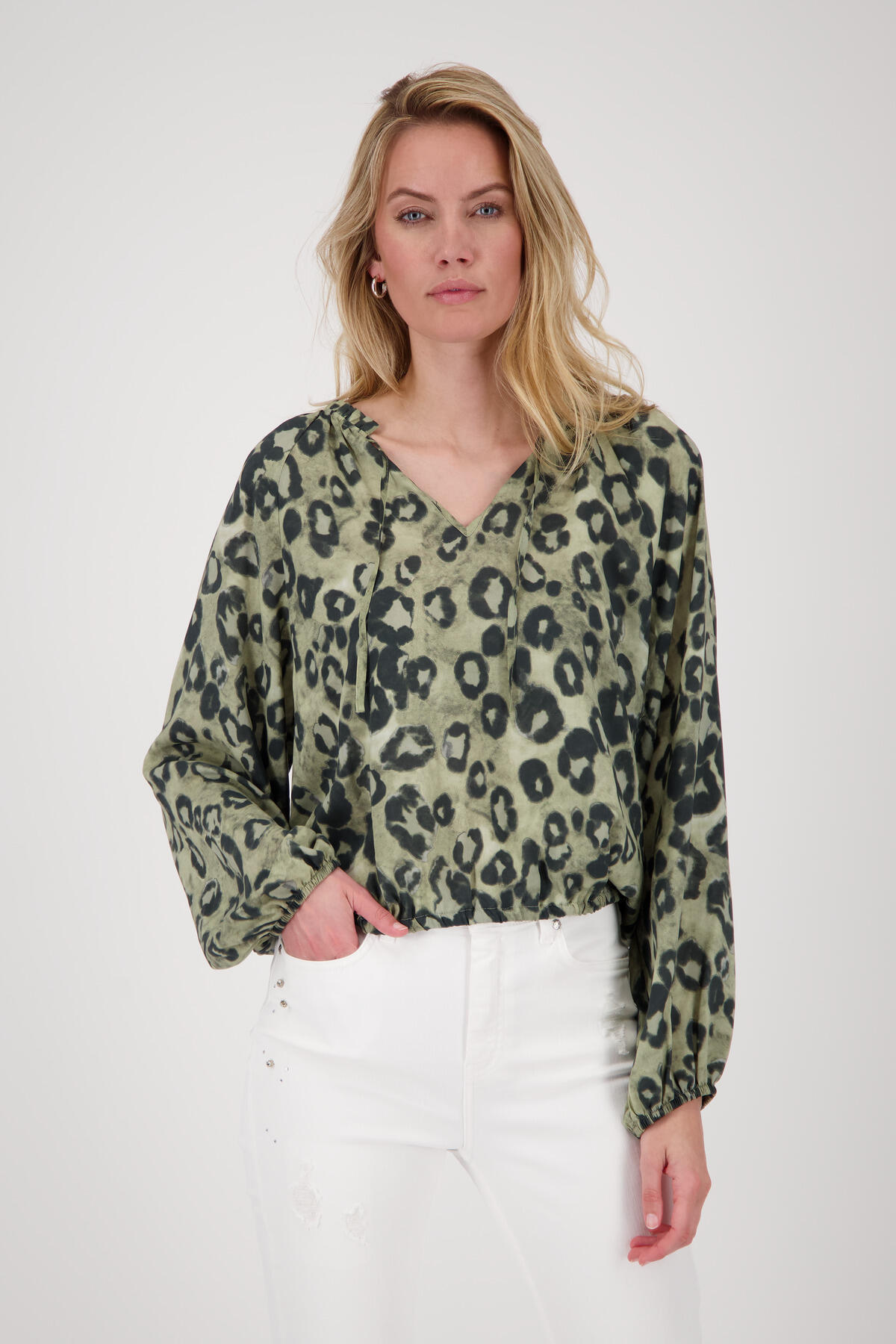 monari - Bluse mit Leomuster bamboo gemustert - Gr. - 40 von monari