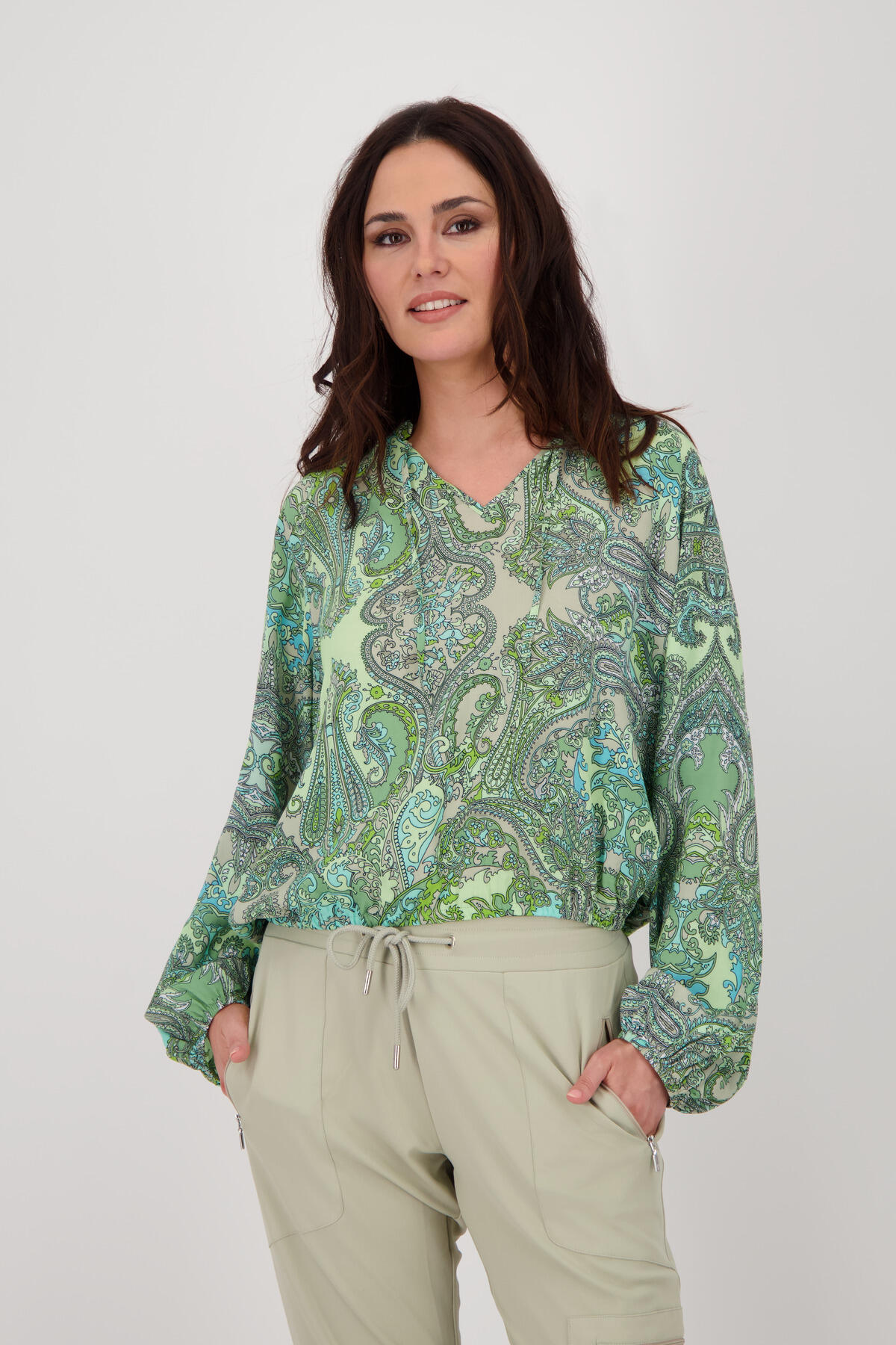 monari - Bluse mit Paisleydruck bamboo gemustert - Gr. - 44 von monari