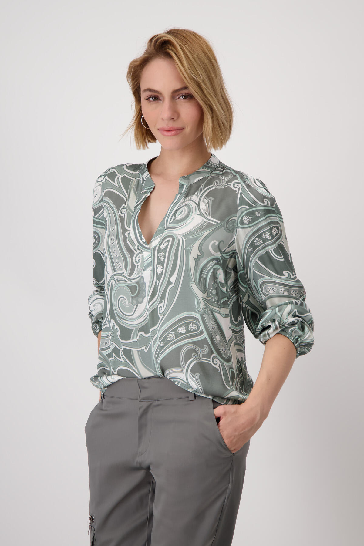 monari - Bluse mit Paisleymuster forest gemustert - Gr. - 36 von monari