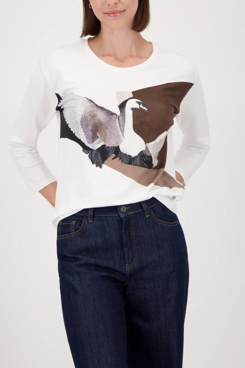 monari - Bluse mit Schwanenprint off-white - Gr. - 40 von monari