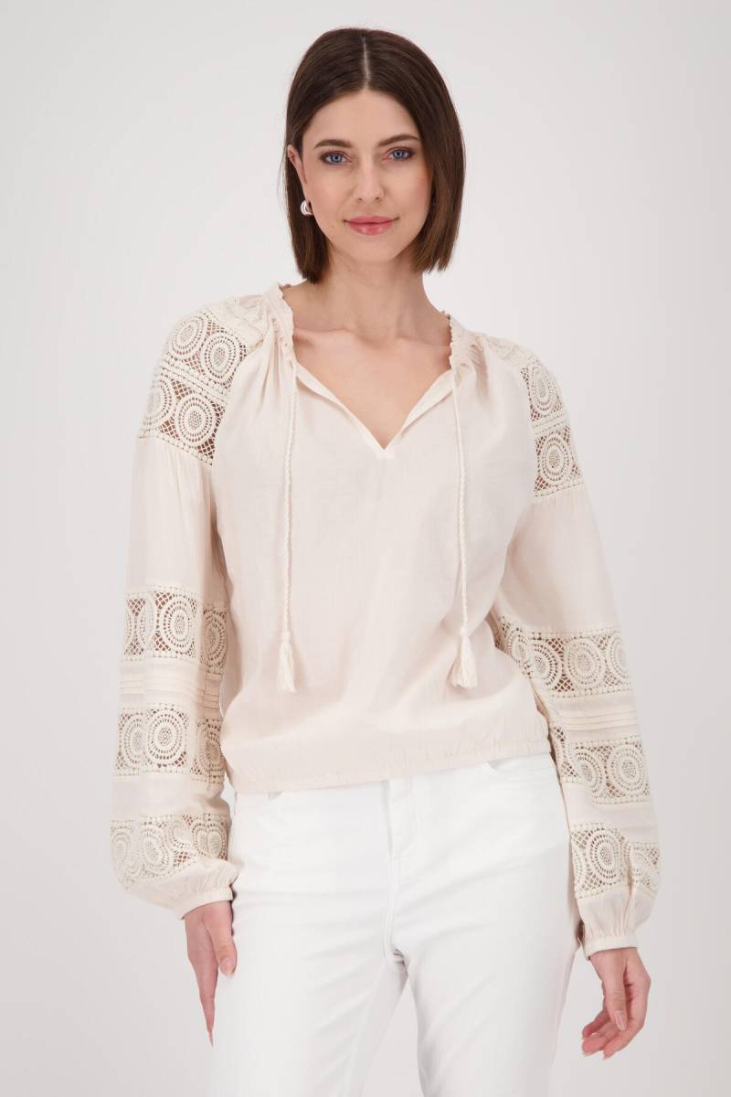 monari - Bluse mit Spitzeneinsatz seashell - Gr. - 44 von monari