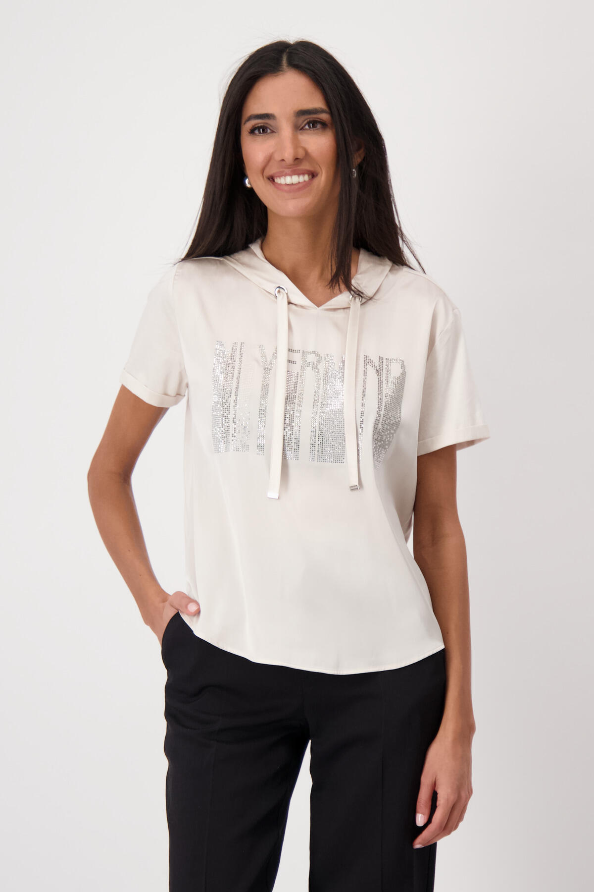 monari - Blusenshirt mit Kapuze seashell - Gr. - 44 von monari