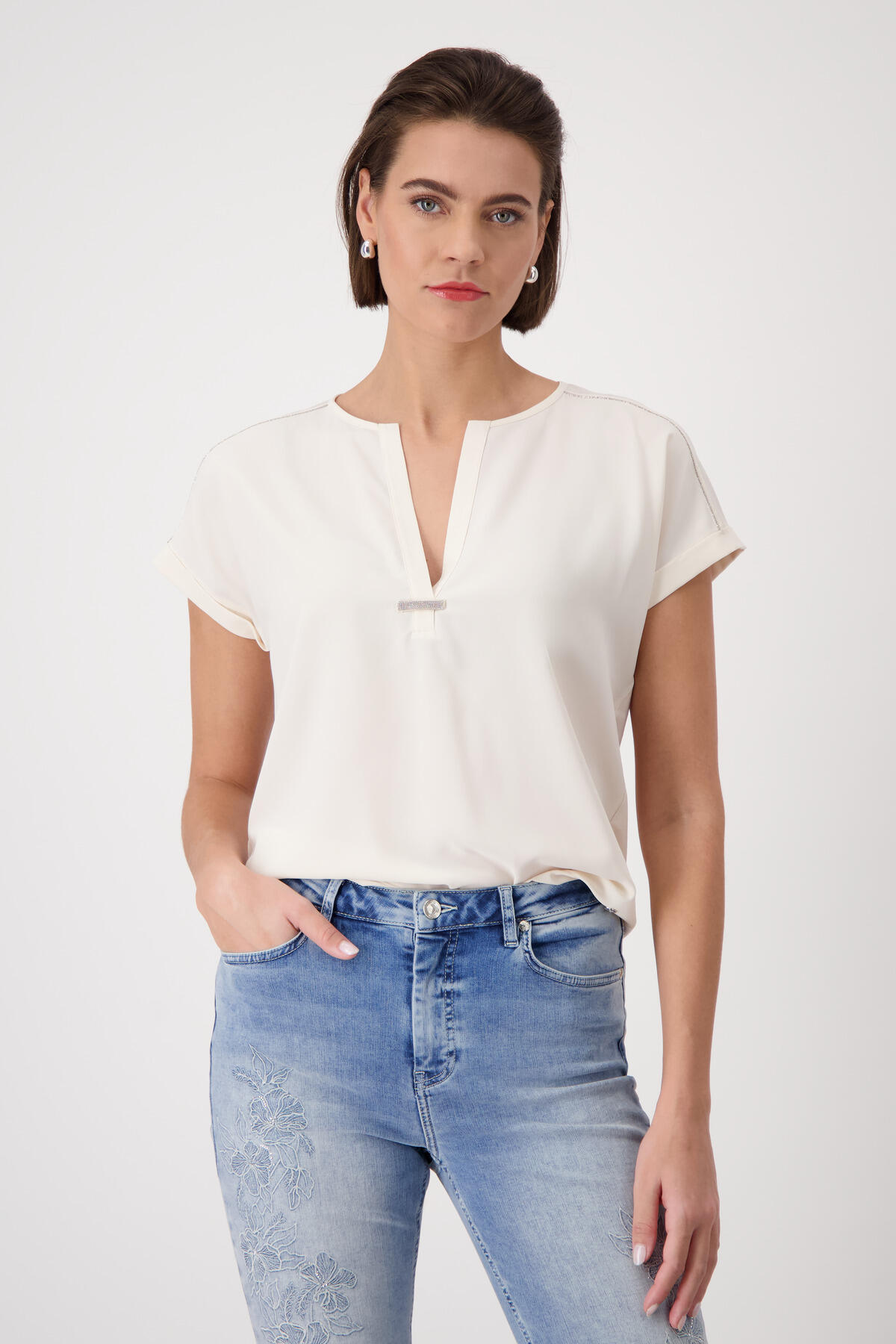 monari - Blusenshirt mit Schmuckkette seashell - Gr. - 38 von monari