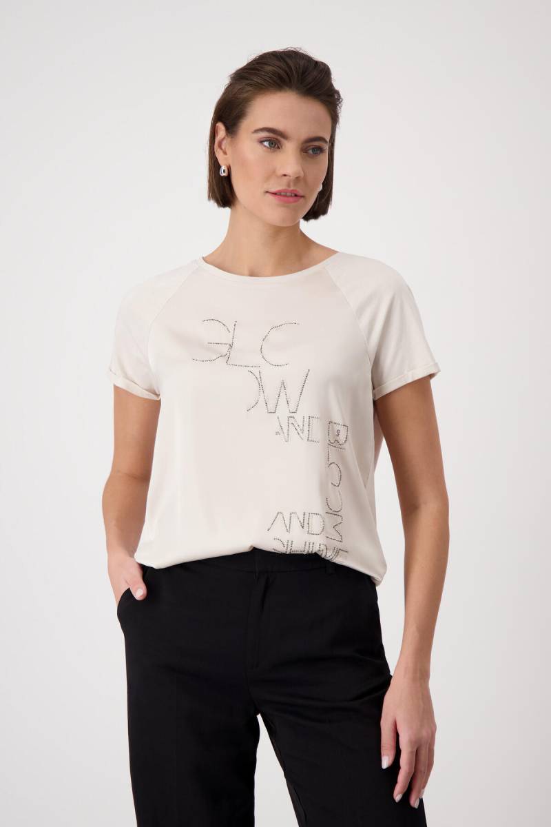monari - Blusenshirt mit Schmuckschrift seashell - Gr. - 40 von monari