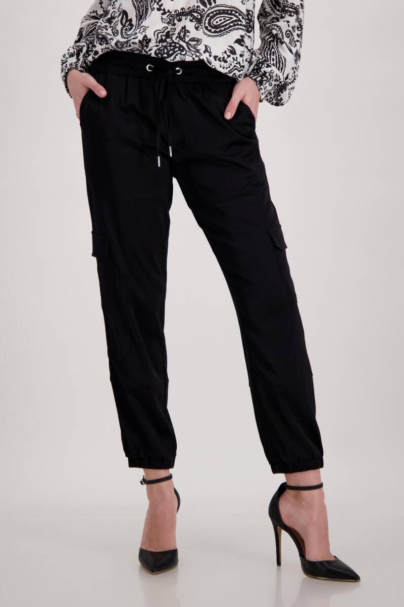 monari - Cargo Pants aus Satin Stoff schwarz - Gr. - 40 von monari