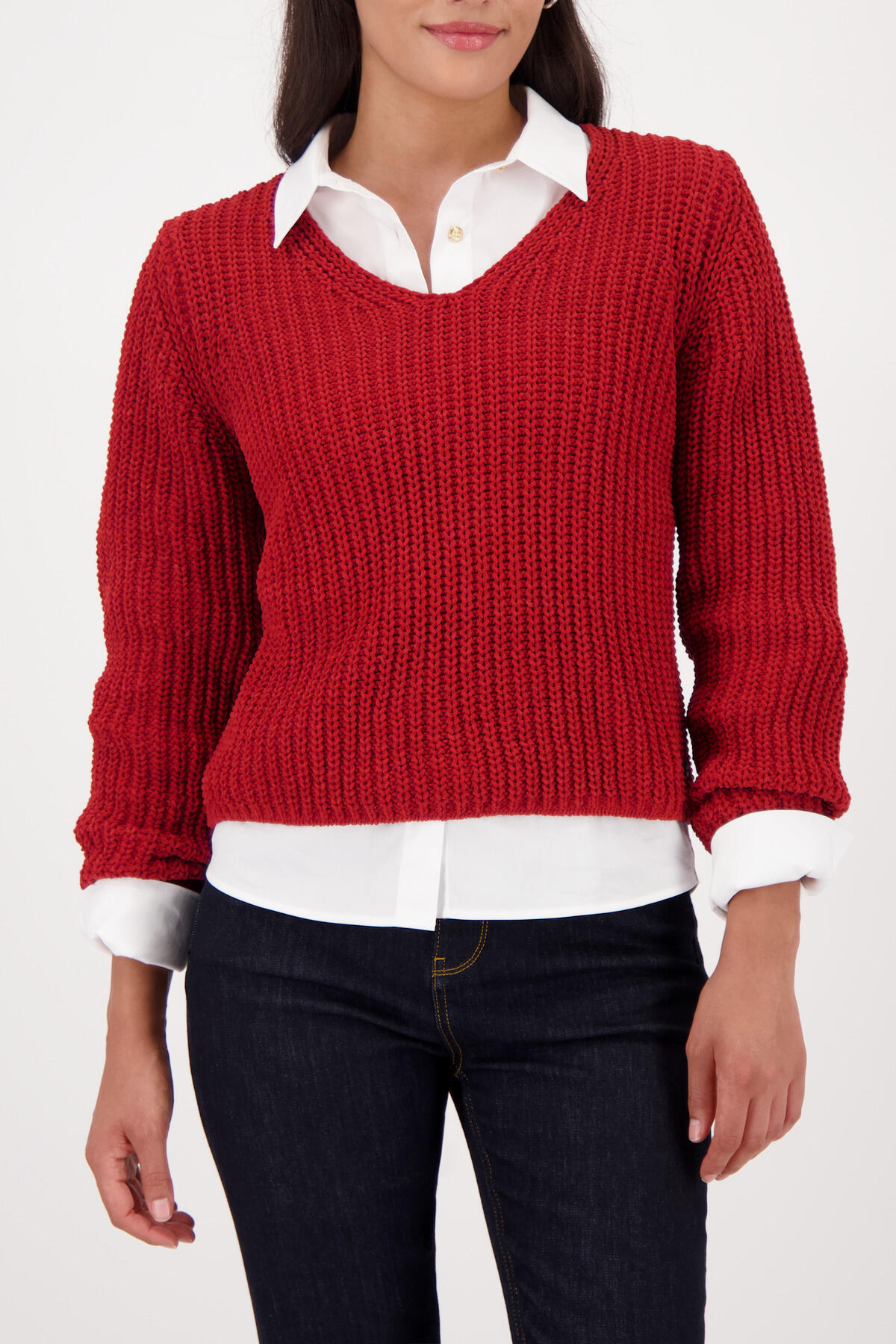 monari - Chenille-Pullover chimney red - Gr. - 44 von monari