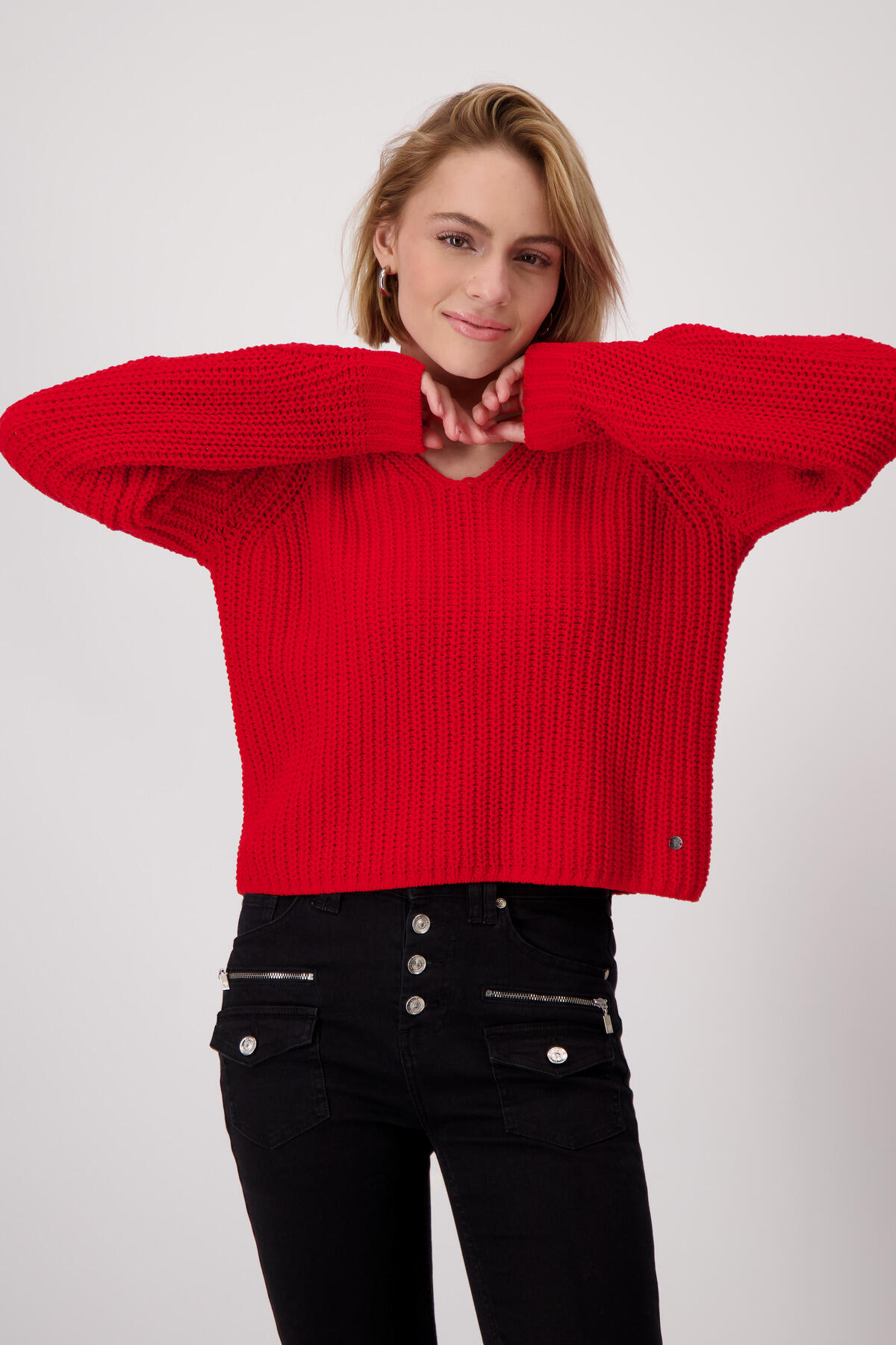 monari - Chenille-Pullover deep red - Gr. - 40 von monari