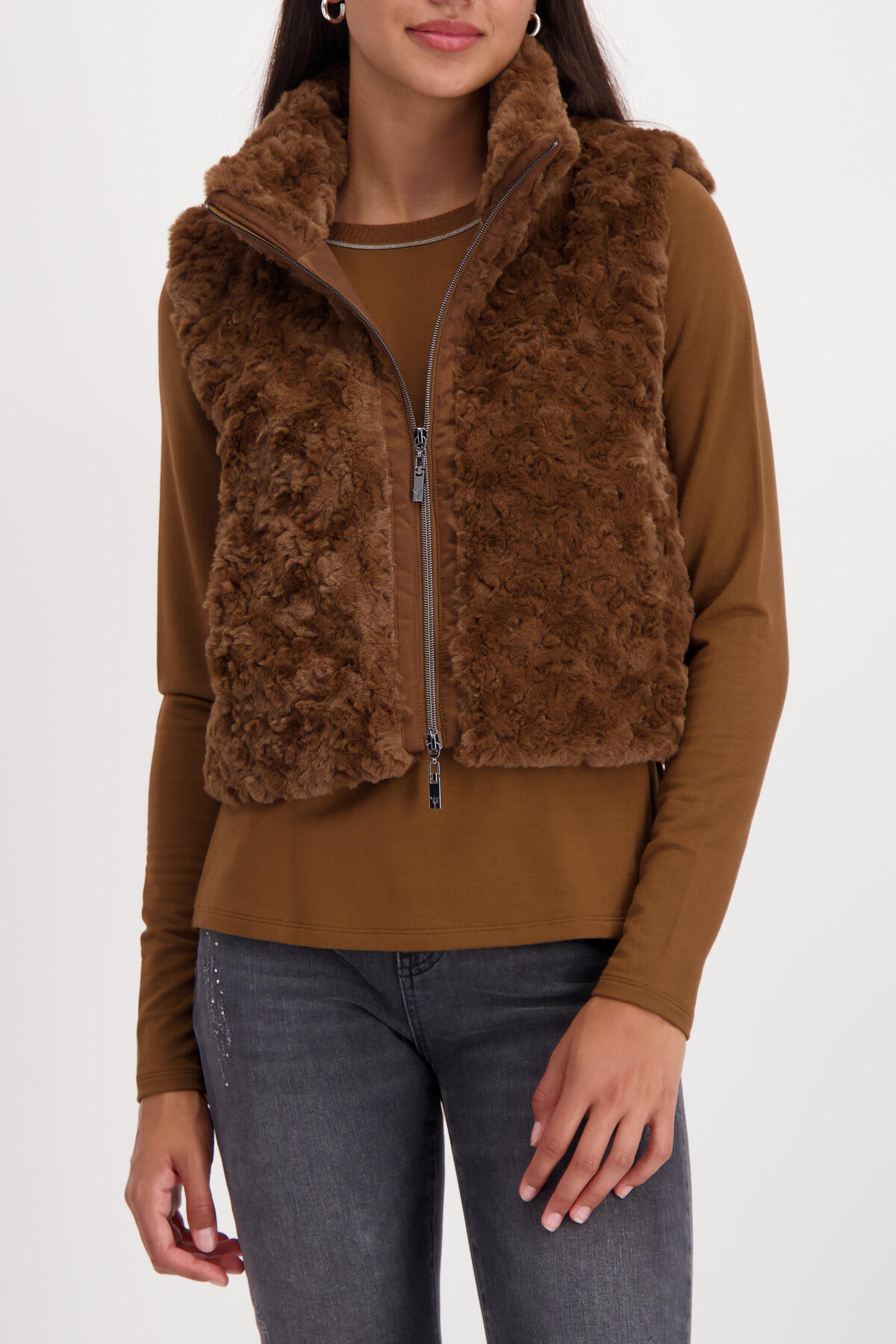 monari - Cropped-Weste mit Taschen whisky - Gr. - 44 von monari