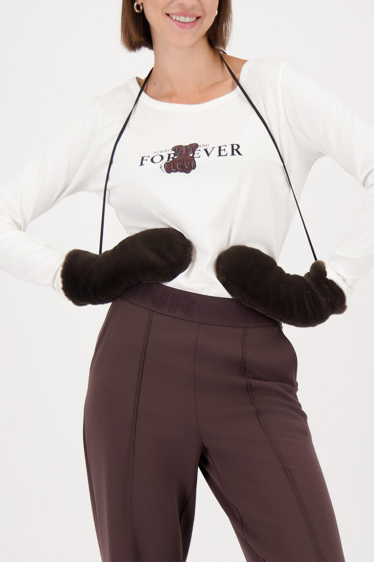 monari - Flauschige Kunstfell-Handschuhe brownie - Gr. - OS von monari