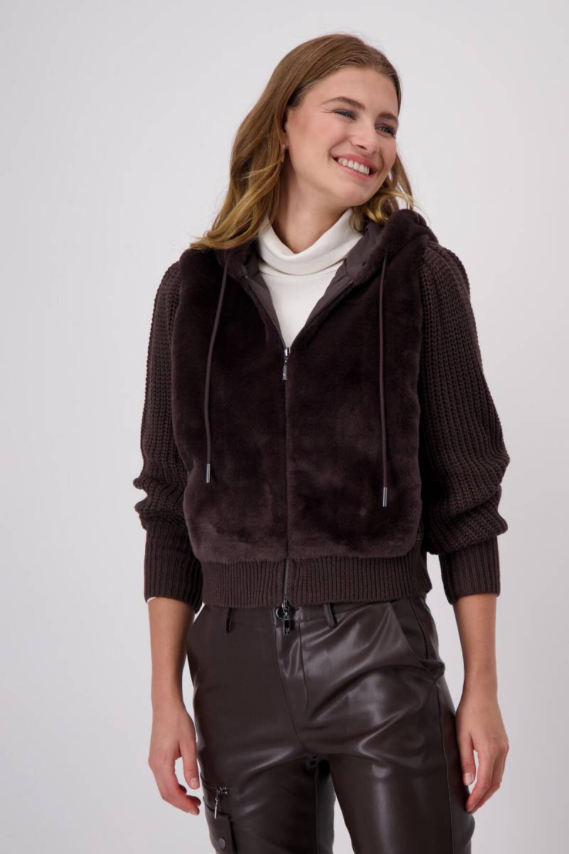 monari - Flauschige Strickjacke espresso - Gr. - 40 von monari