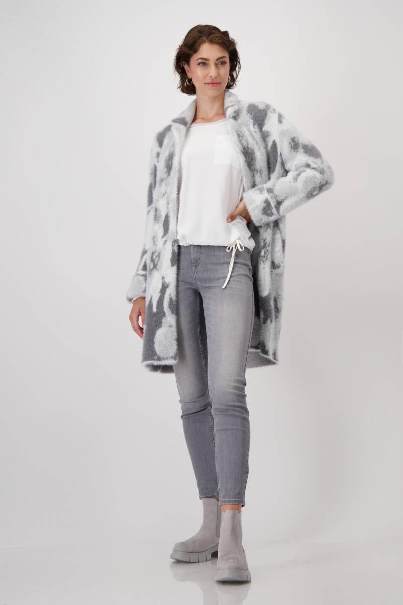 monari - Flauschiger Mantel mit Blumenmuster chrome gemustert - Gr. - 42 von monari