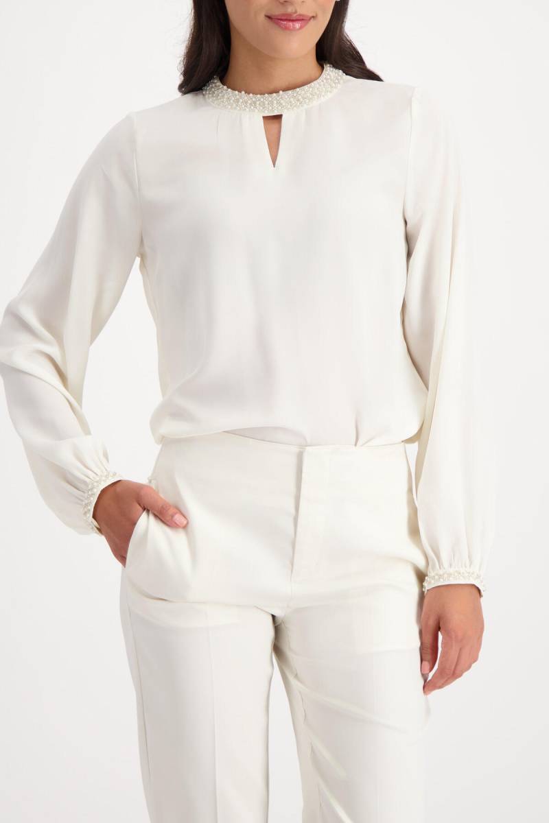 monari - Georgette Bluse mit Schmuckdetail almond - Gr. - 44 von monari